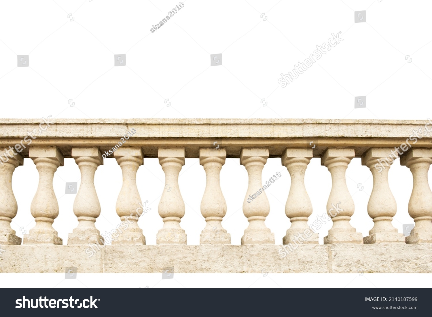 Stone Railing Isolated On White Background Stock Photo 2140187599