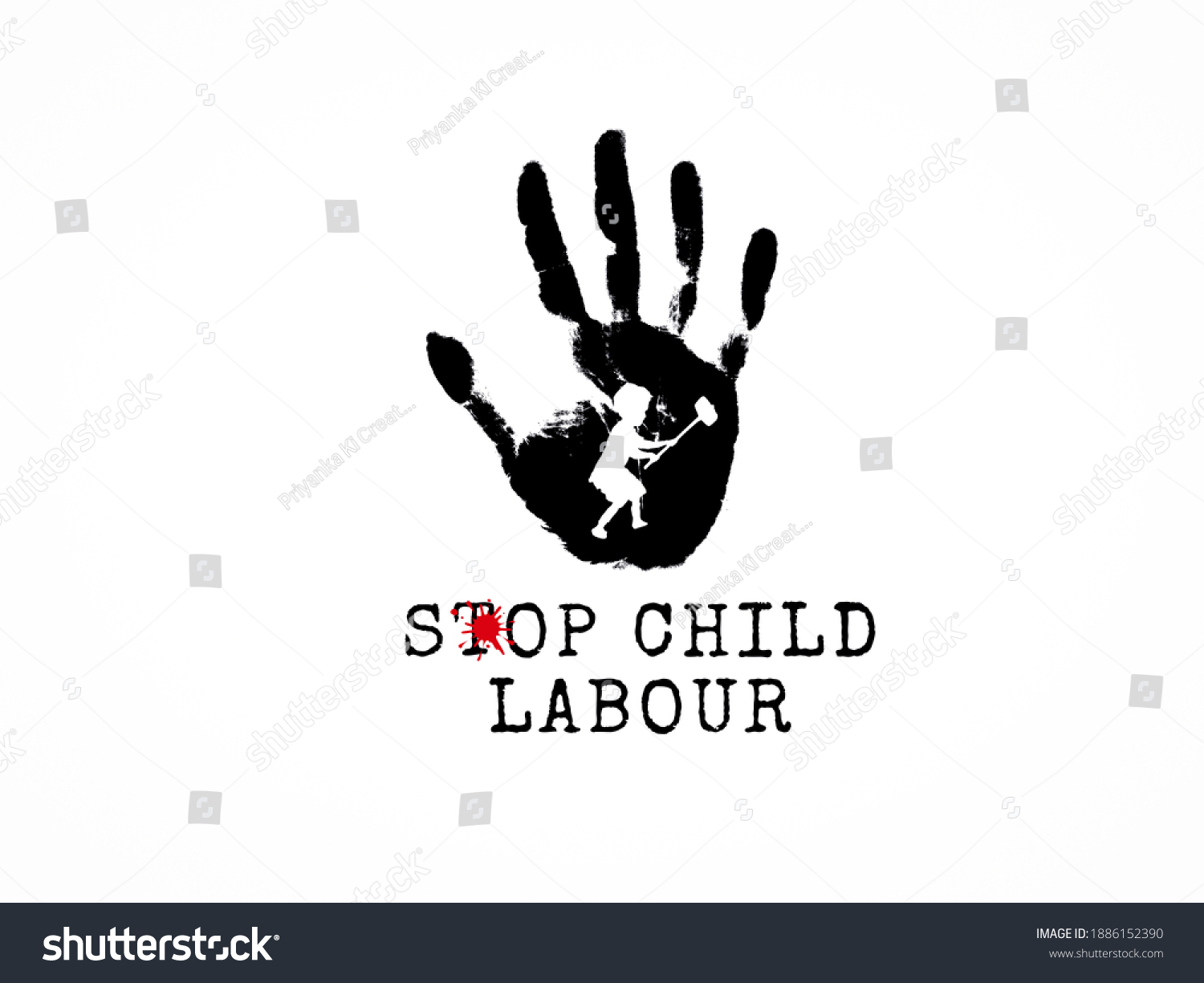 Stop Child Labour World Day Against Stock Illustration