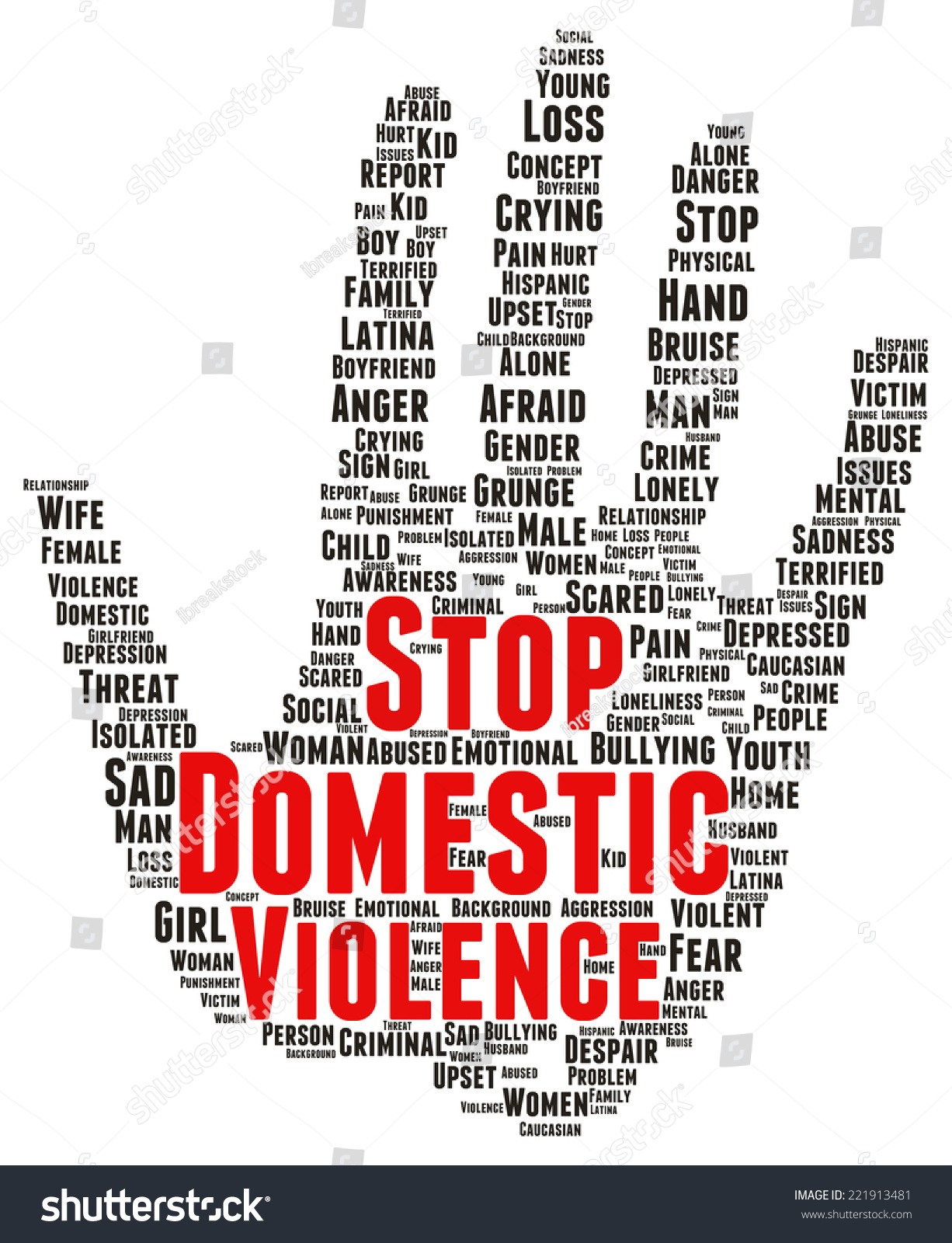 Stop Domestic Violence Word Cloud Shape Stock Illustration 221913481 ...