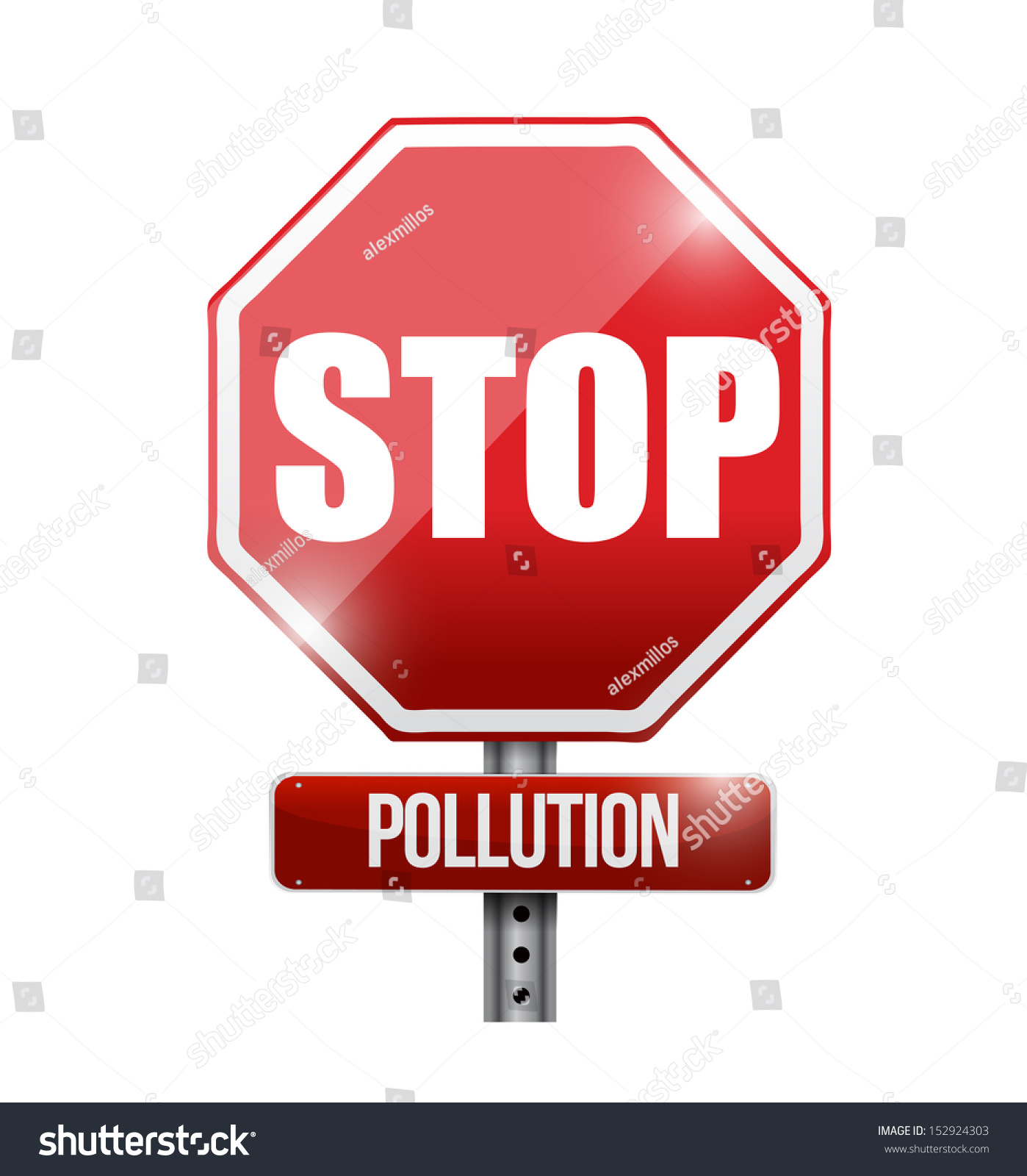 Stop Pollution Road Sign Illustration Design Over A White Background ...