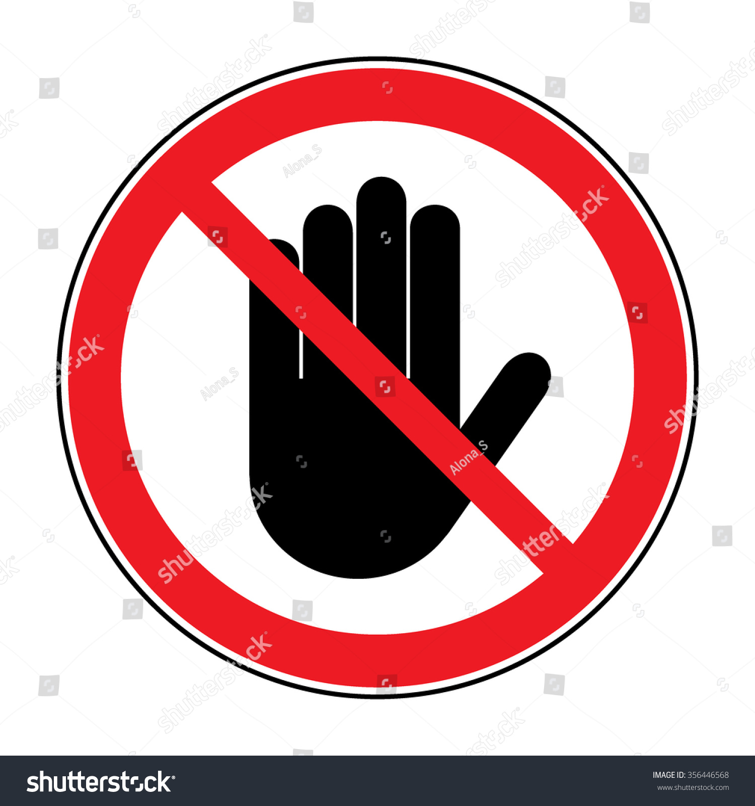 Stop Sign No Entry Black Hand Stock Illustration 356446568 - Shutterstock