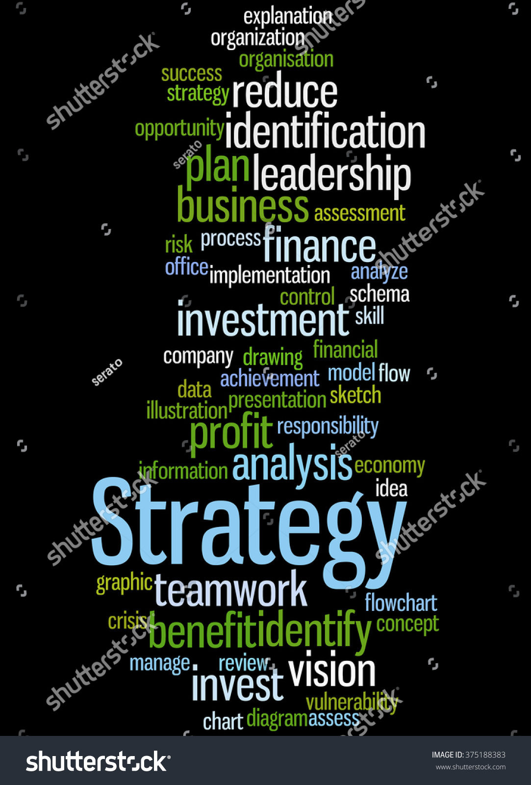 Strategy Word Cloud Concept On Black Stock Illustration 375188383 ...