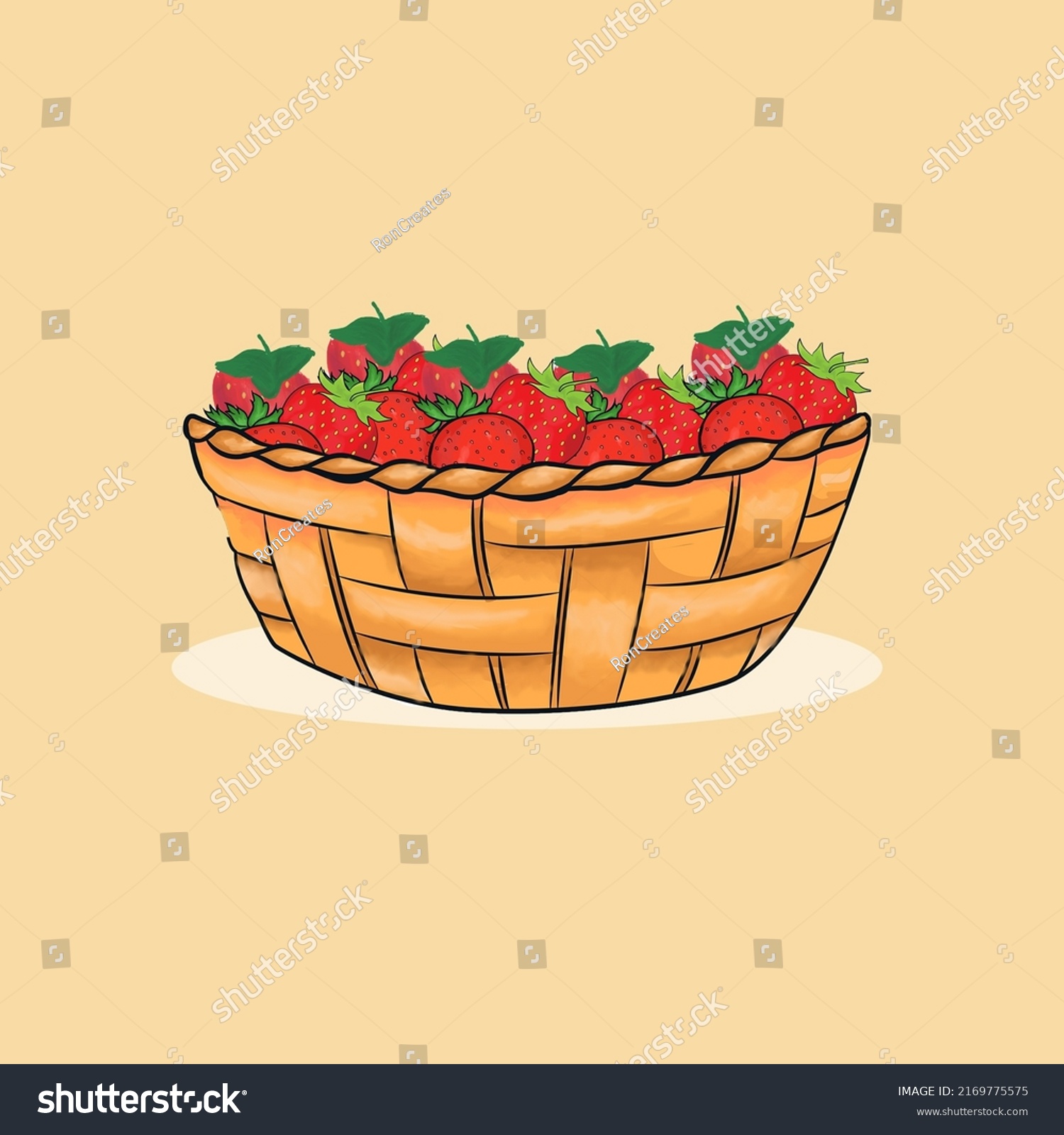 Strawberry Busket Printable Illustration Designs Commercial Stock ...