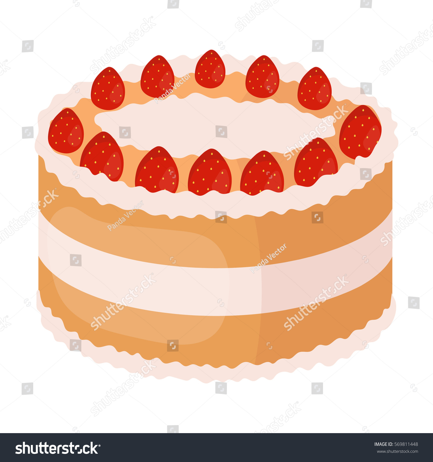 Strawberry Cake Icon Cartoon Style Isolated Stock Illustration 569811448