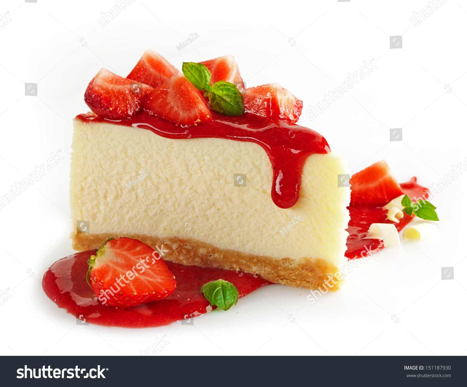 Strawberry Cheesecake Isolated On White Background Stock Photo ...