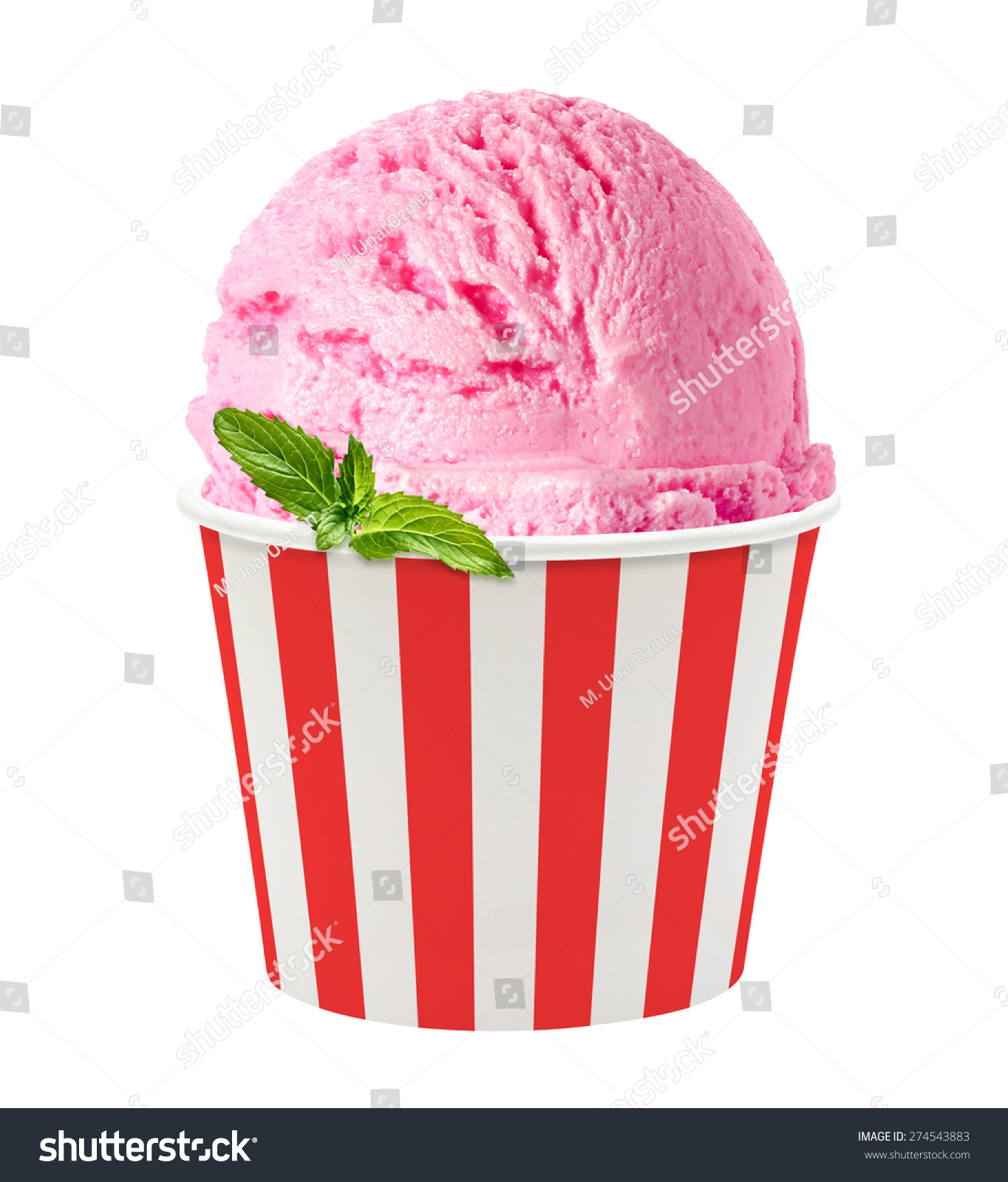 Download Strawberry Ice Cream Scoop Striped Paper Stock Photo Edit Now 274543883