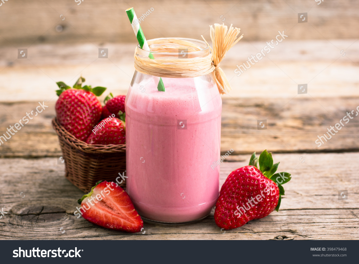 Download Strawberry Milkshake Glass Jar Stock Photo Edit Now 398479468 PSD Mockup Templates