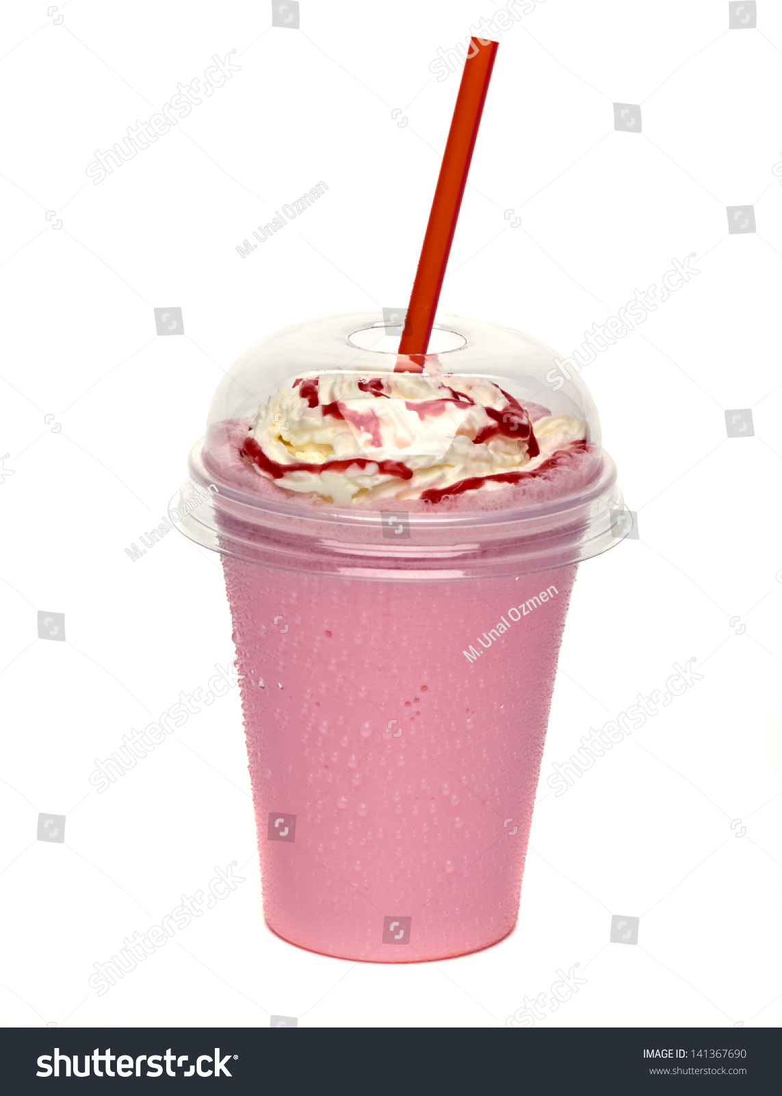 Strawberry Milkshake Cream Sauce Take Away Stock Photo 141367690 ...