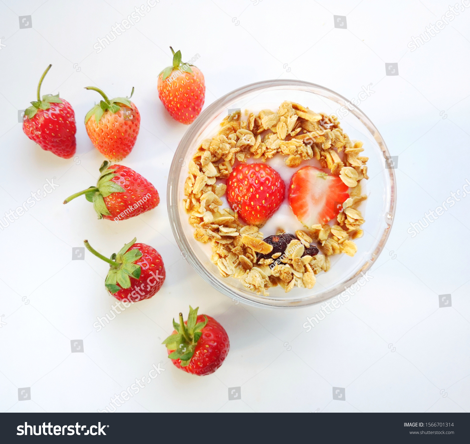 Download Strawberry Yoghurt Muesli On Glass Cup Stock Photo Edit Now 1566701314 PSD Mockup Templates