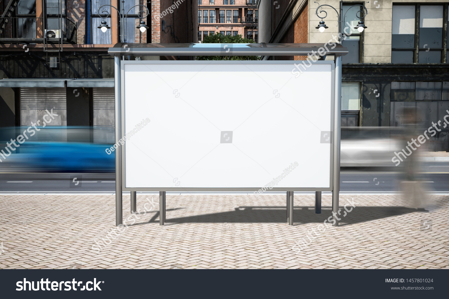 Download Street Advertising Bus Stop Mockup City Stock Illustration 1457801024