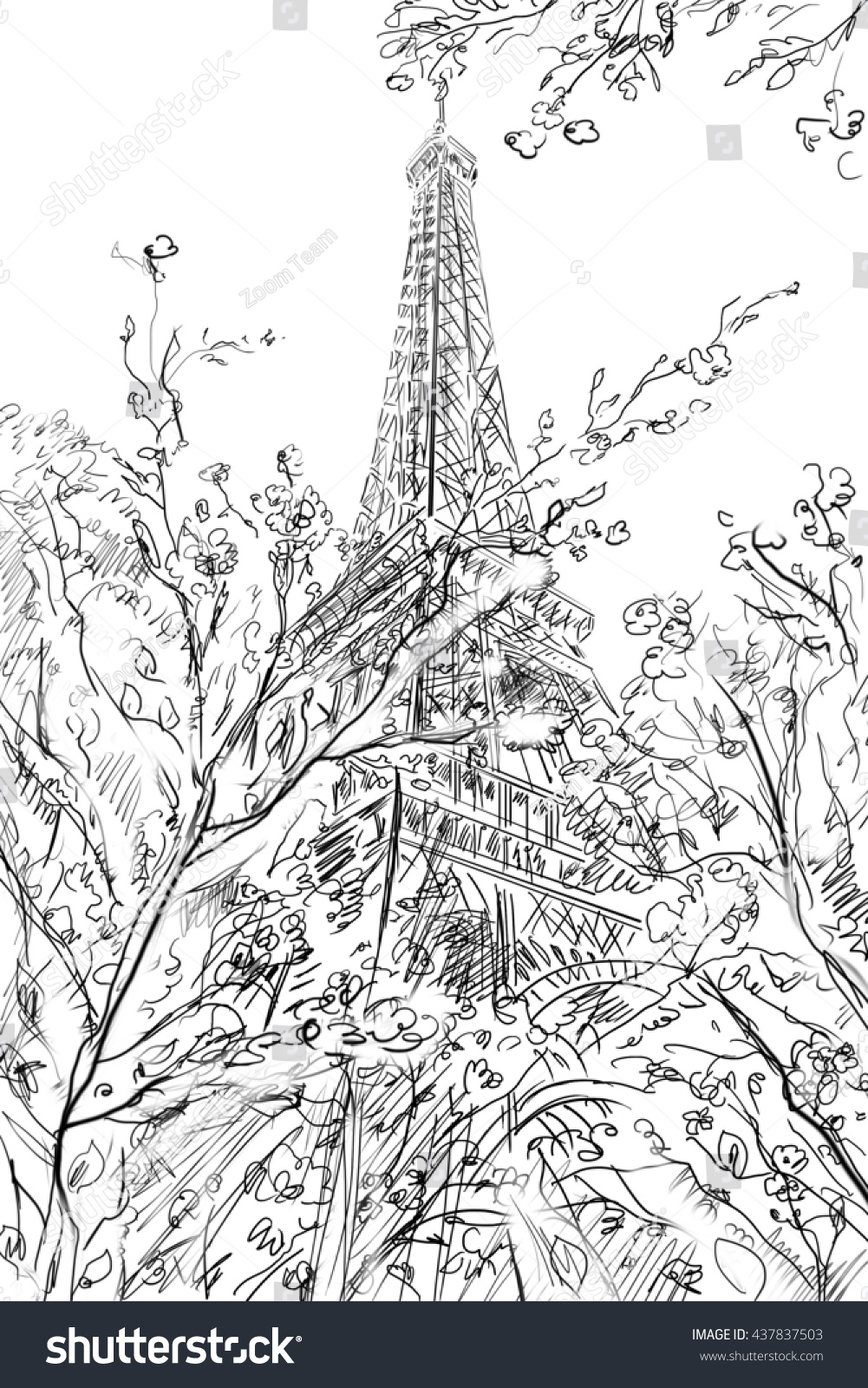 Street Paris Sketch Illustration Concept Stock Illustration 437837503 ...