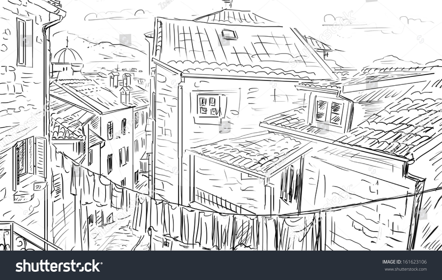 Street Roma Sketch Illustration Stock Illustration 161623106 - Shutterstock