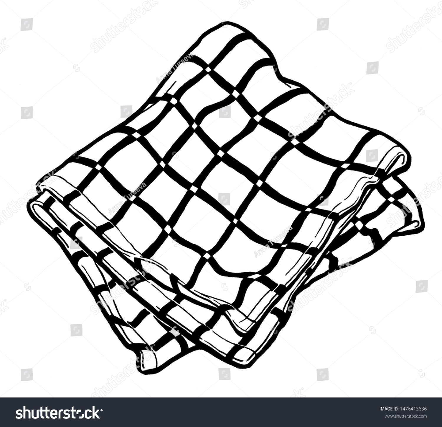 Striped Kitchen Towel Watercolor Hand Drawing Stock Illustration 1476413636