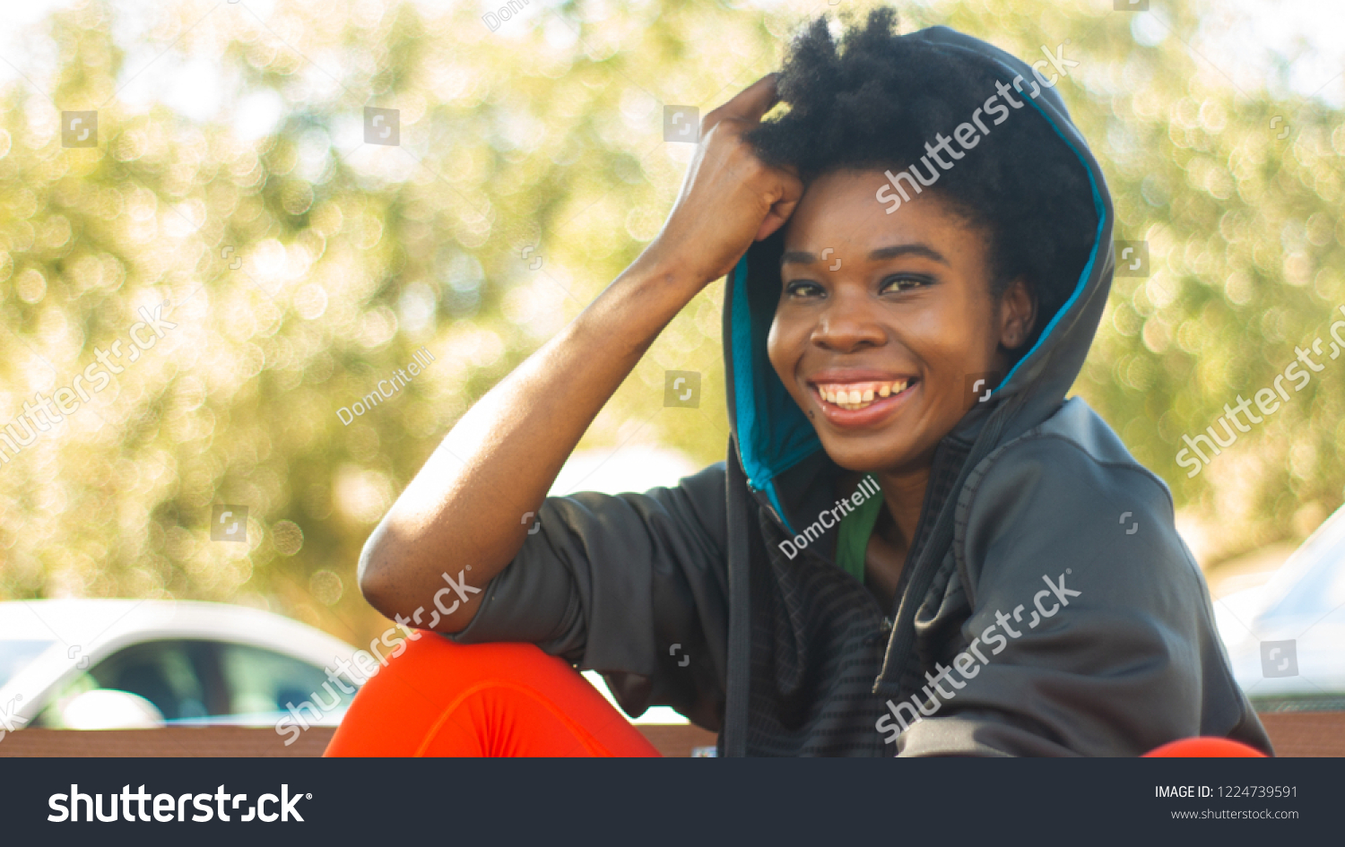 Strong African American Woman Workout Clothes Stock Photo Edit