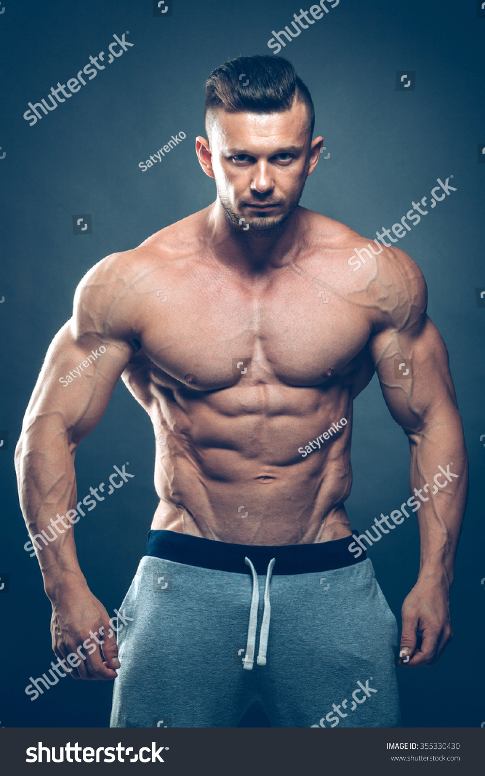 Strong Athletic Man Fitness Model Torso Showing Six Pack Abs. Isolated ...