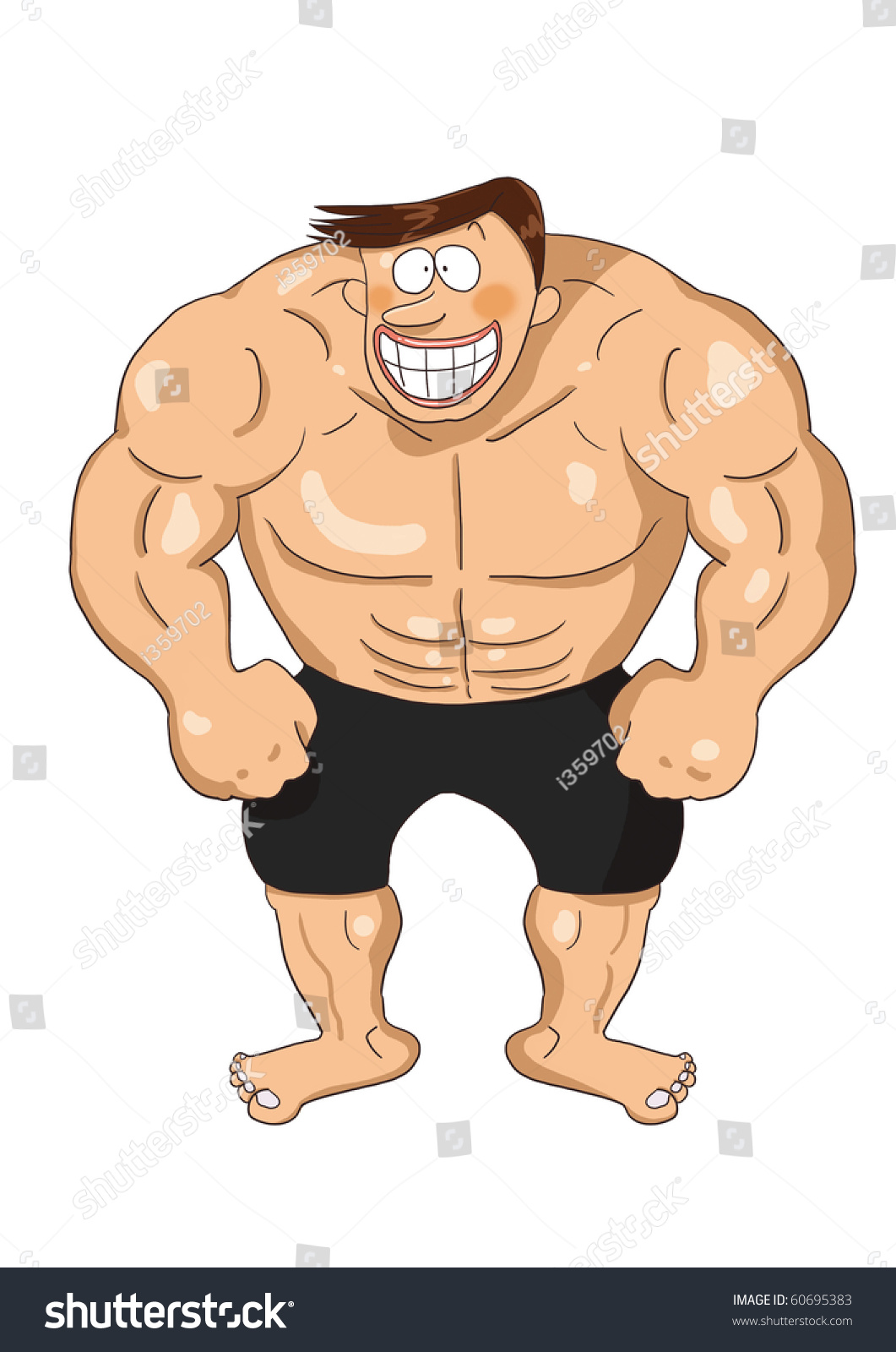 Strong Cartoon Handsome Bodybuilder Stock Illustration 60695383 ...