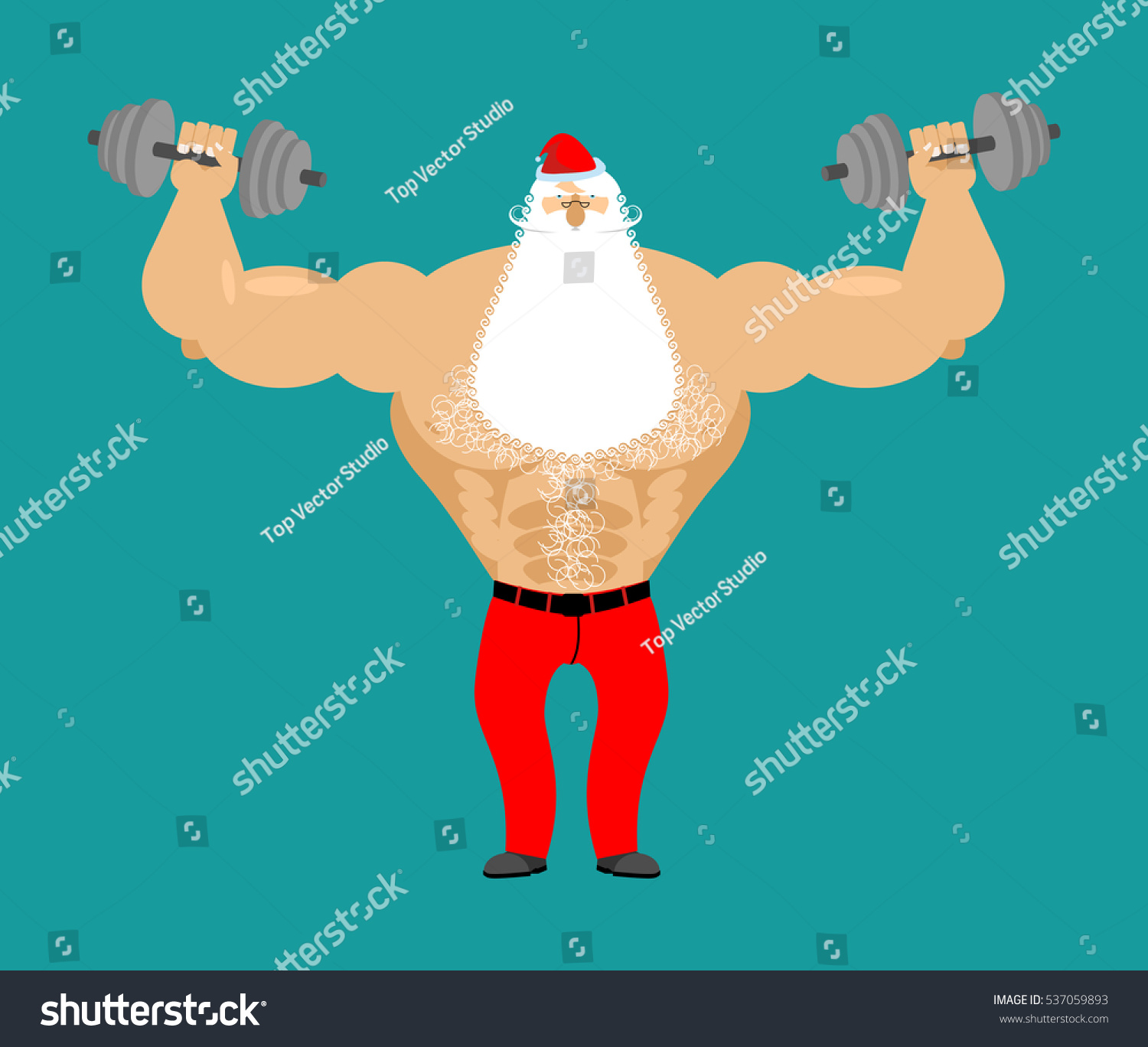 Strong Santa Claus Dumbbell Fitness Guy Stock Illustration 537059893 5304