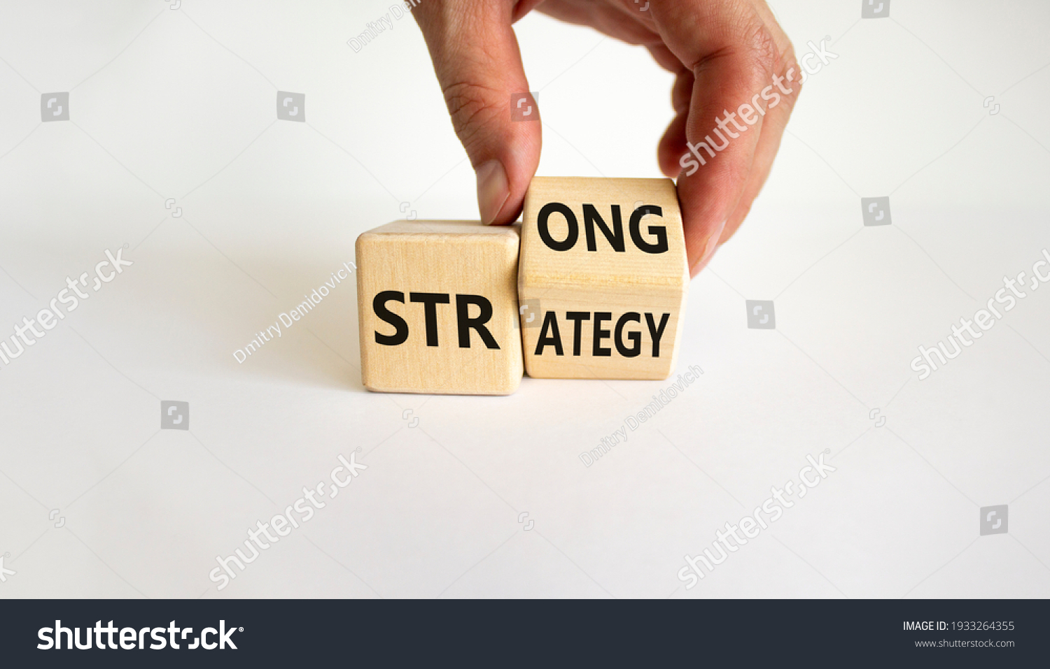 Strong Strategy Symbol Businessman Turns Wooden Stock Photo 1933264355 ...