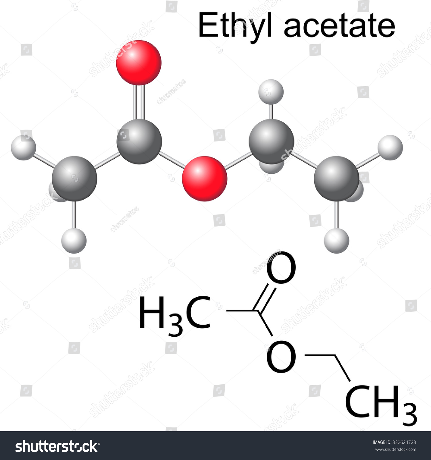 Structural Chemical Formula Model Ethyl Acetate 库存插图332624723