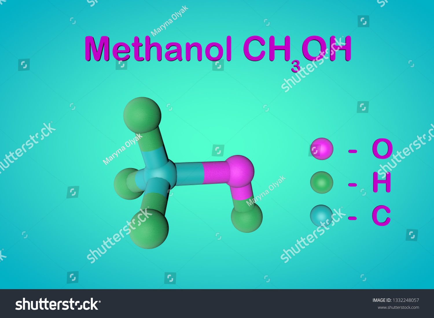 Structural Chemical Formula Model Methanol Molecule Ilustración De Stock 1332248057 Shutterstock 6799