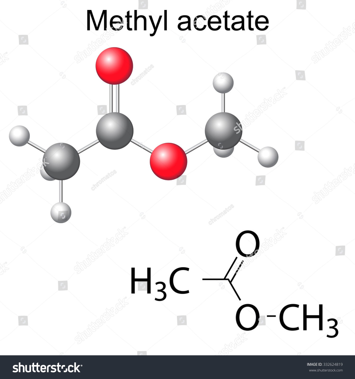 Structural Chemical Formula Model Methyl Acetate Stock Illustration ...