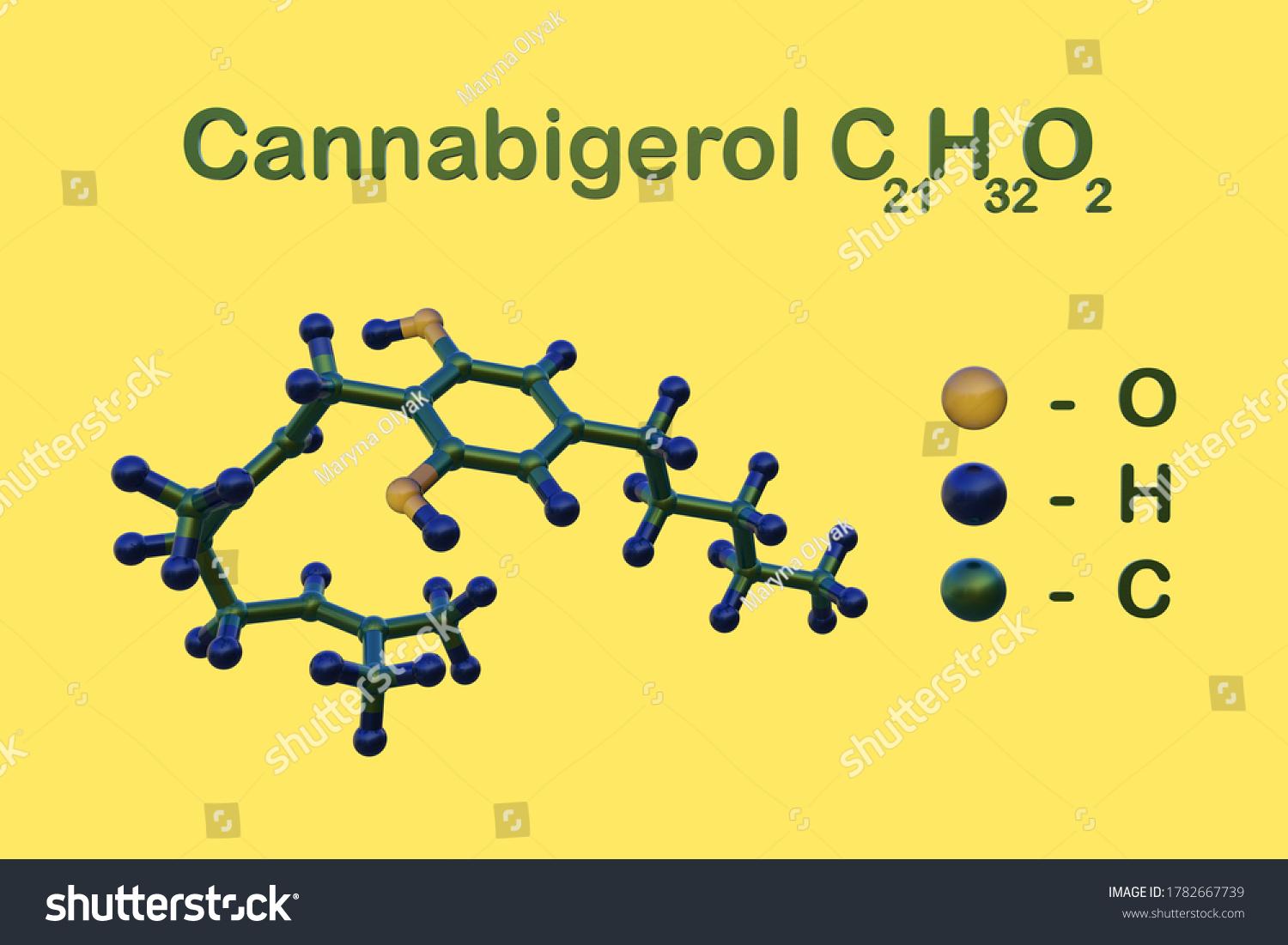 Structural Chemical Formula Molecular Model Cannabigerol Stock ...