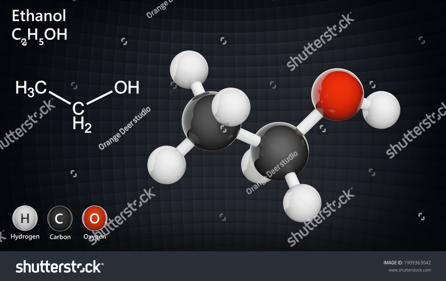 Structural Chemical Formula Molecular Structure Ethanol Stock ...