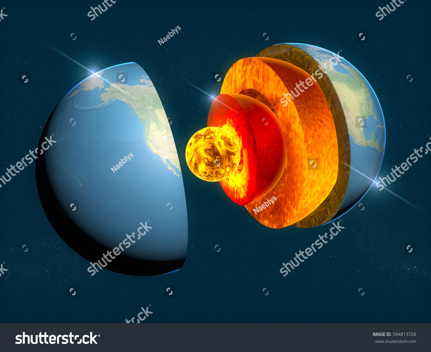 Structure Earth Section Earths Crust 3d Stock Illustration 594813728 ...