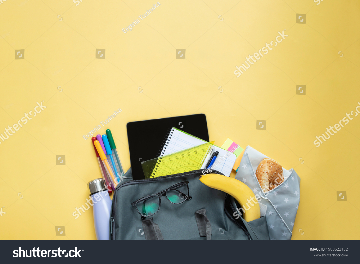 Students Backpack Top View School Supplies Stock Photo 1988523182 Shutterstock