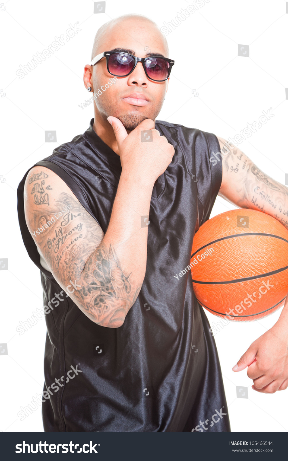 Studio Portrait Basketball Player Wearing Black Stock Photo 105466544 ...