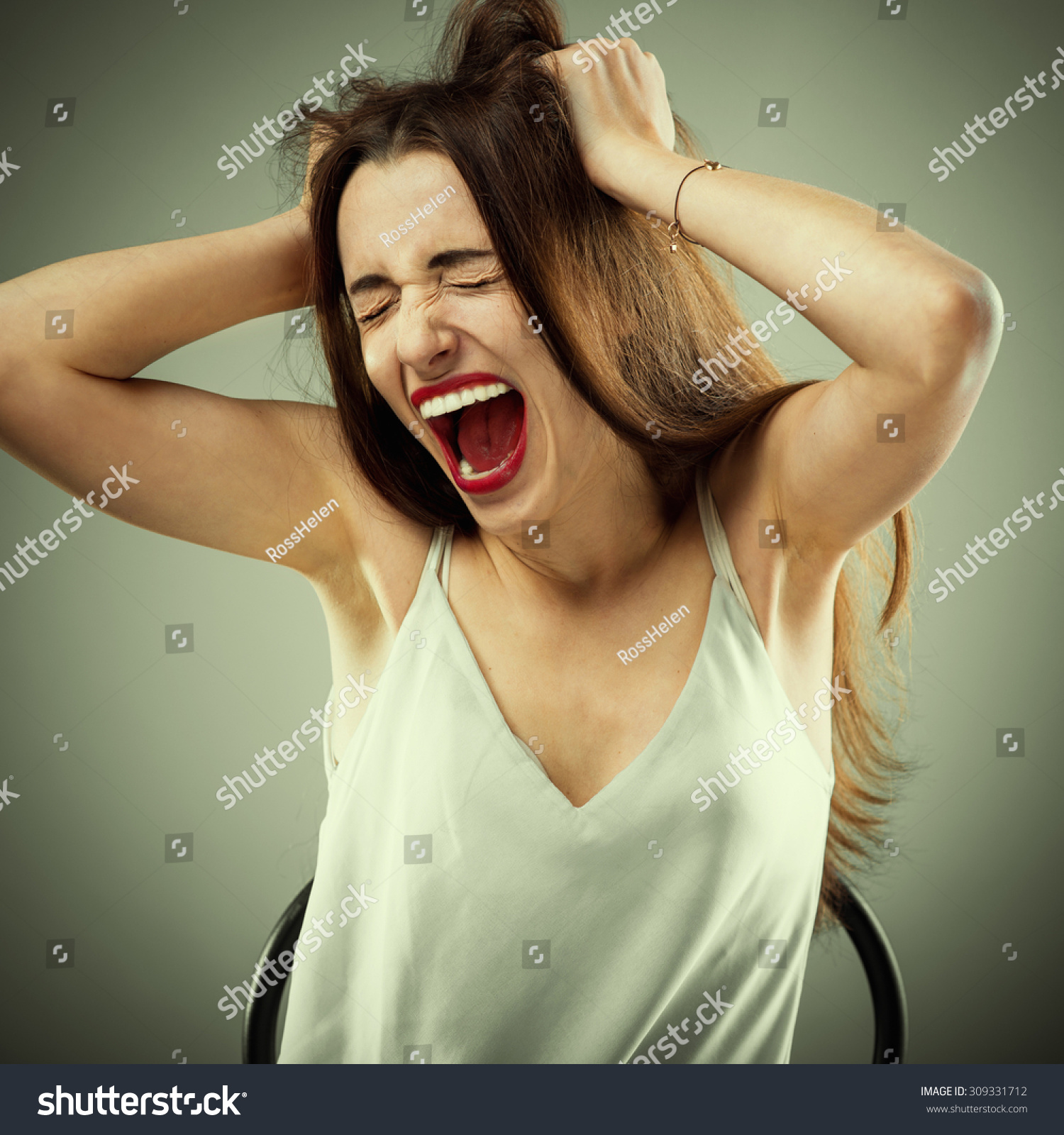 Studio Portrait Young Yelling Woman On Stock Photo 309331712 - Shutterstock