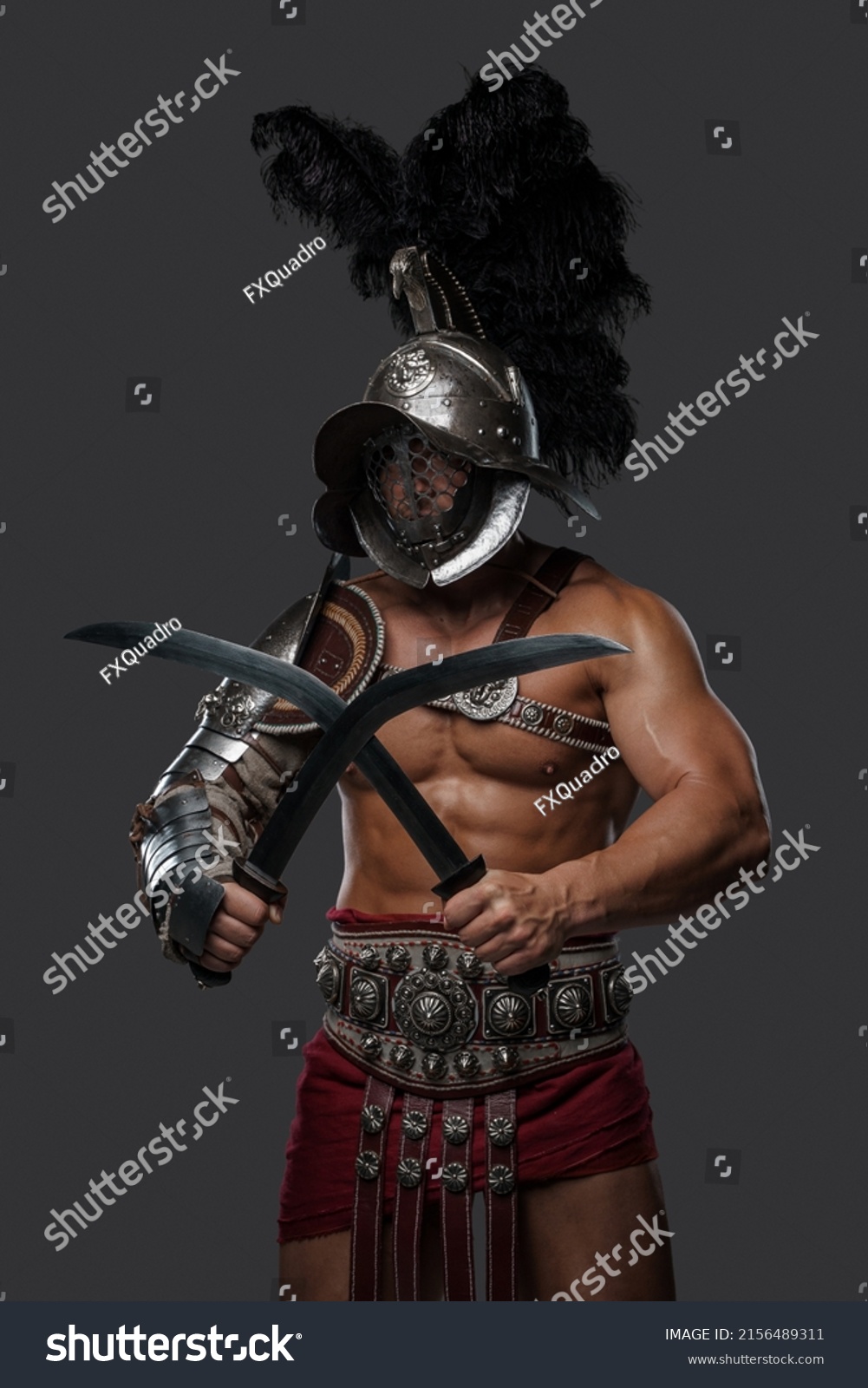 Studio Shot Handsome Gladiator Dressed Helmet Stock Photo Shutterstock