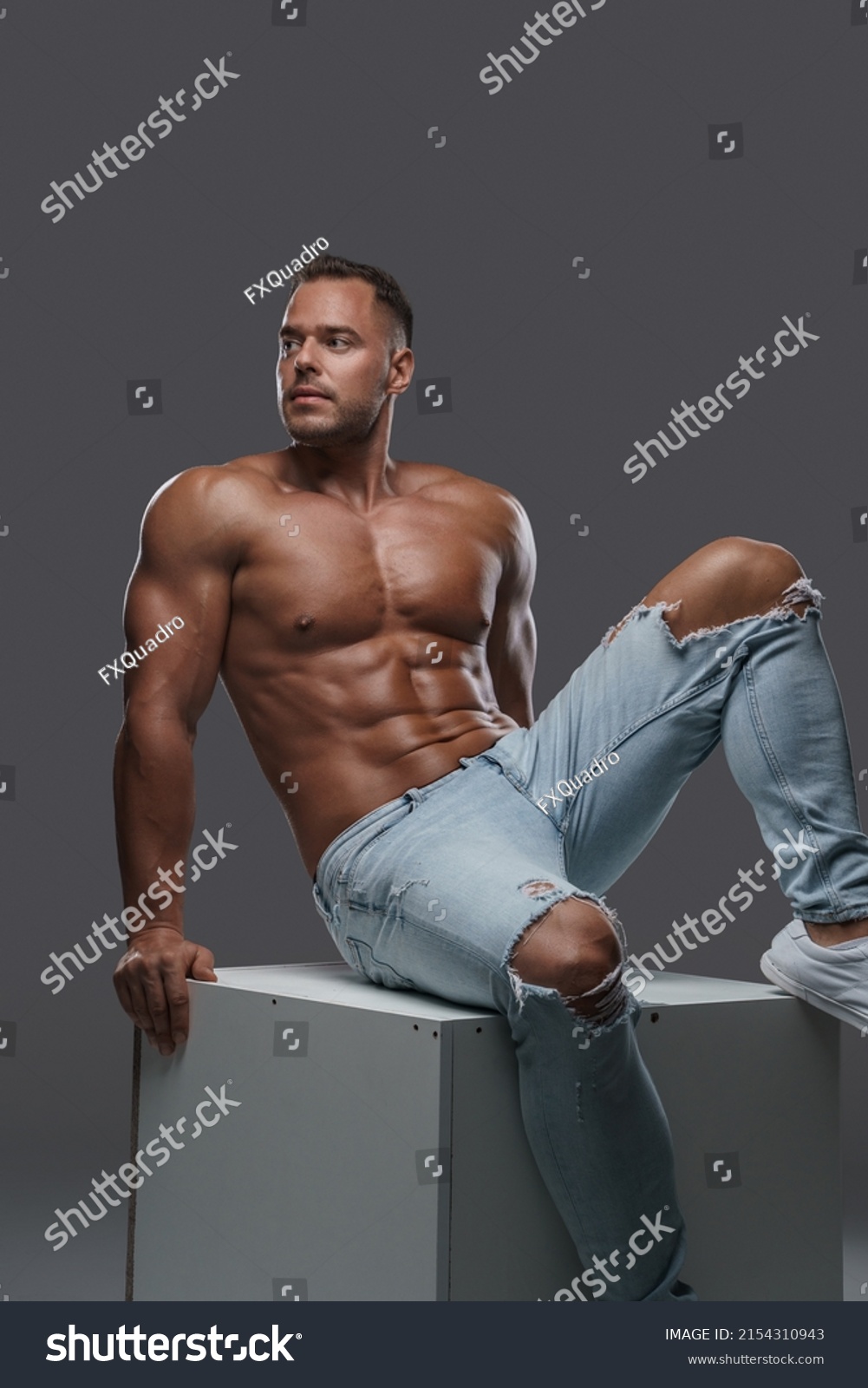 Studio Shot Sexy Strong Man Naked Stock Photo Shutterstock