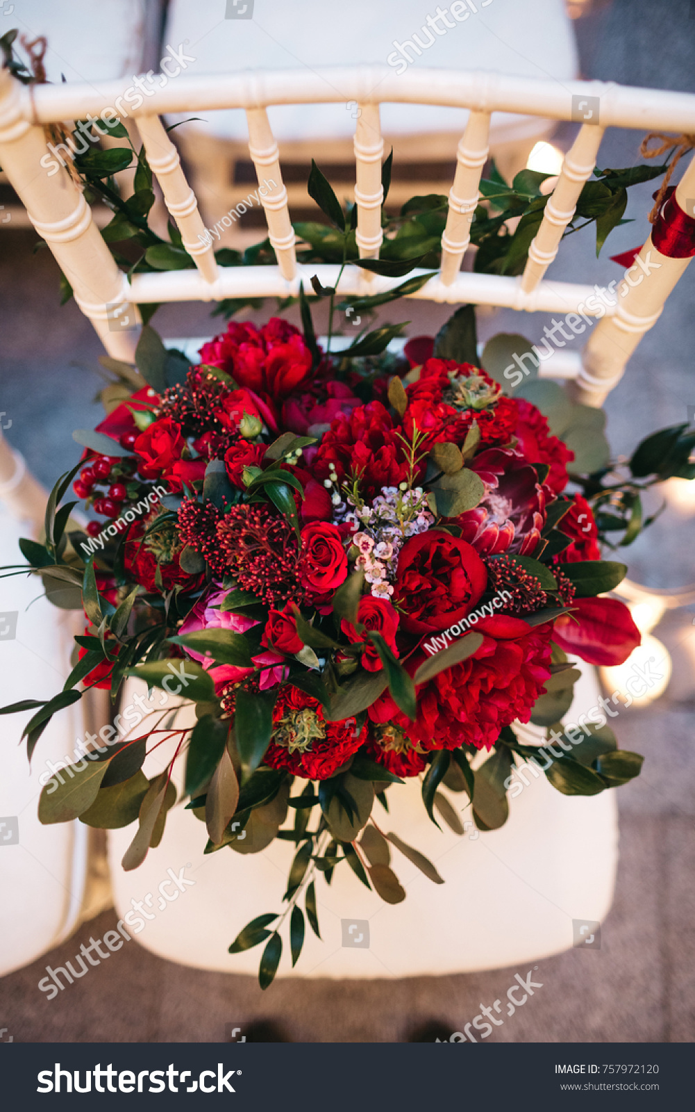 Stunning Wedding Bouquet Made Red Peonies Stock Photo Edit Now 757972120