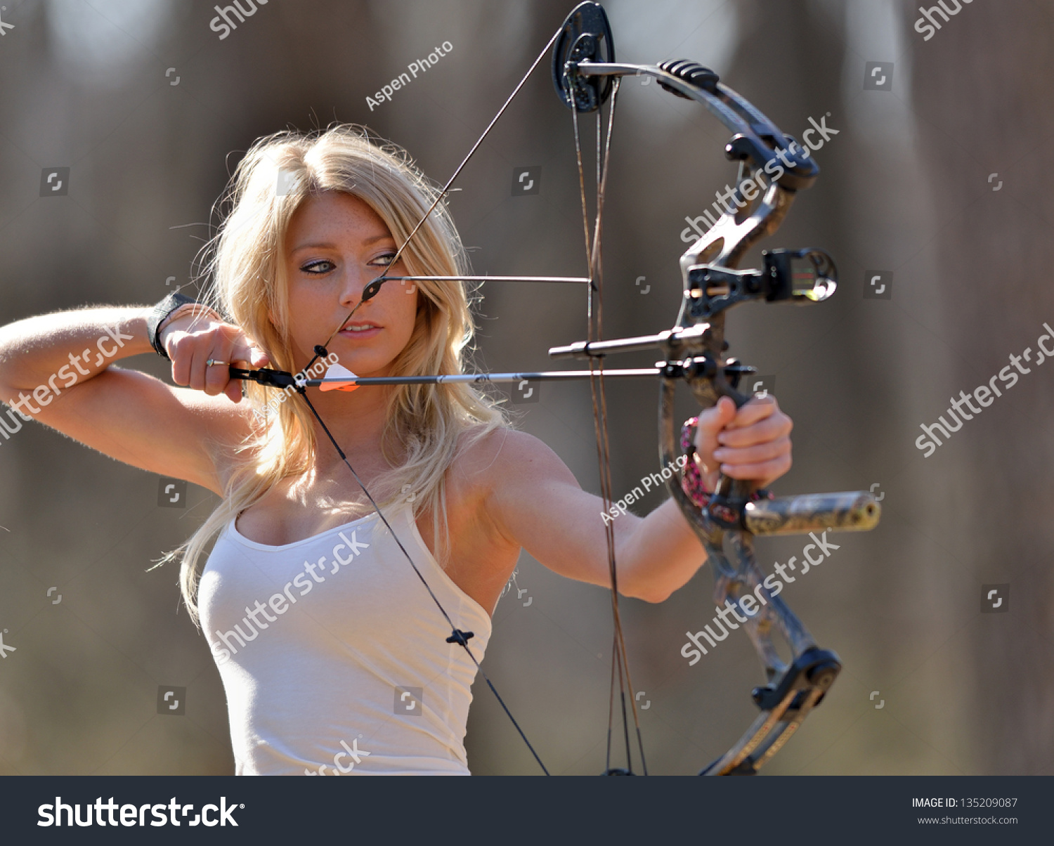 Stunning Young Blonde Woman White Tank Stock Photo 135209087 - Shutterstock