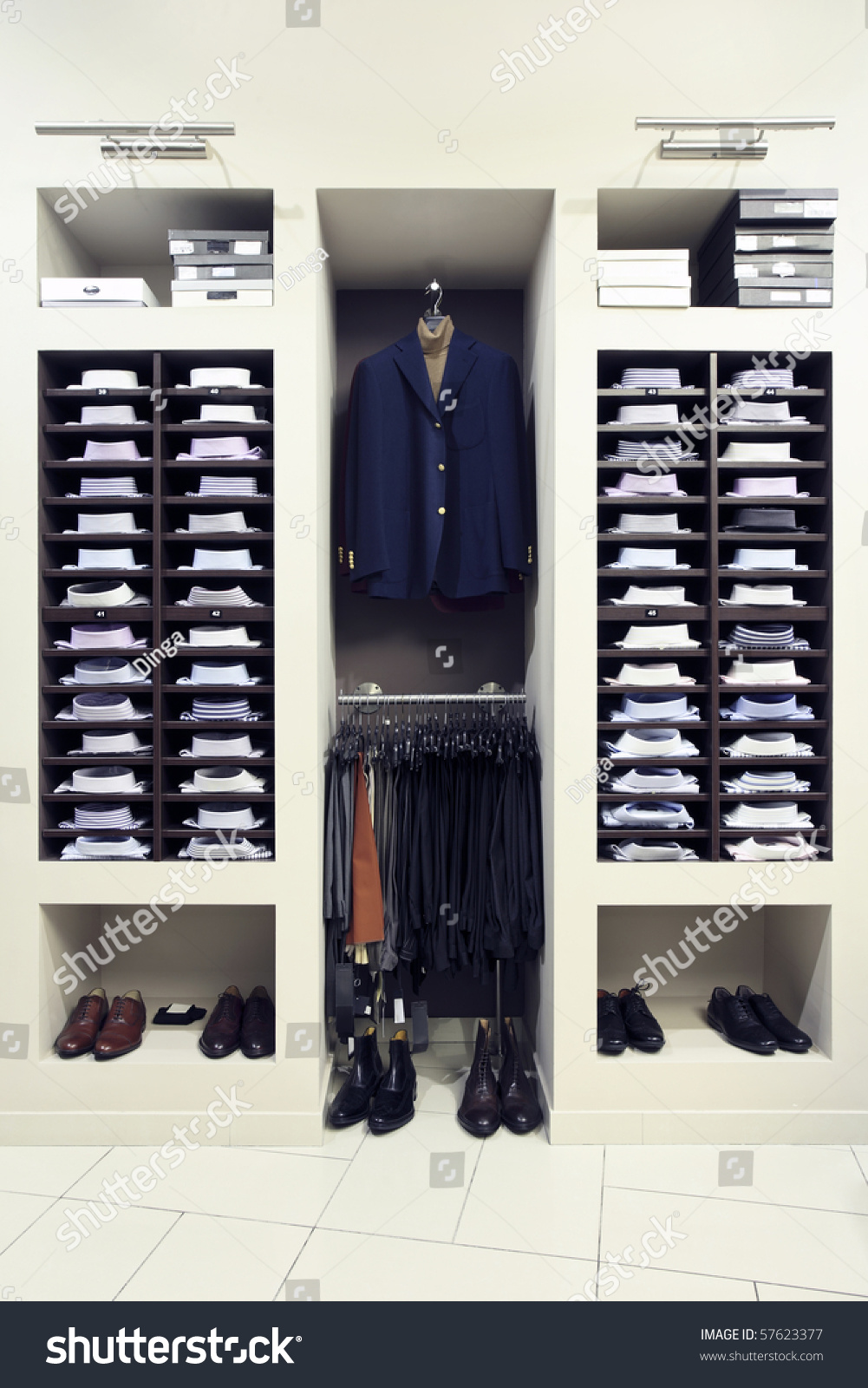 Stylish Clothes In A Modern Shop Interior Stock Photo 57623377 ...
