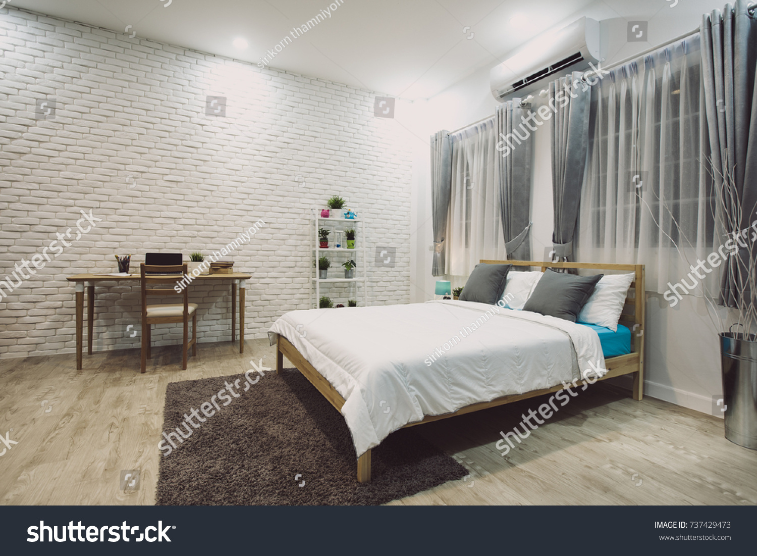 Stylish Designed Boy Teenagers Bedroom White Stock Photo