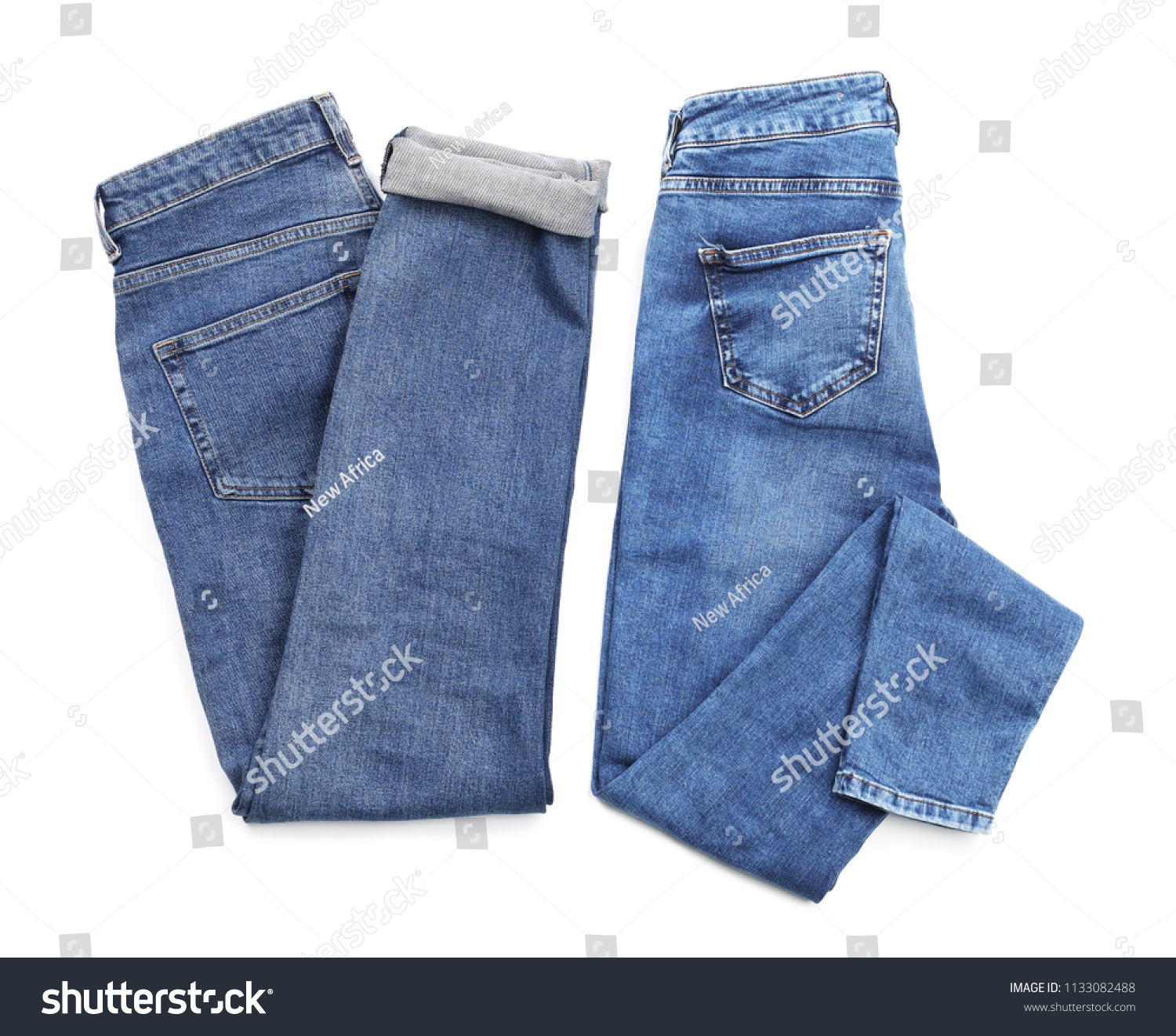 Stylish Jeans On White Background Top Stock Photo 1133082488 | Shutterstock