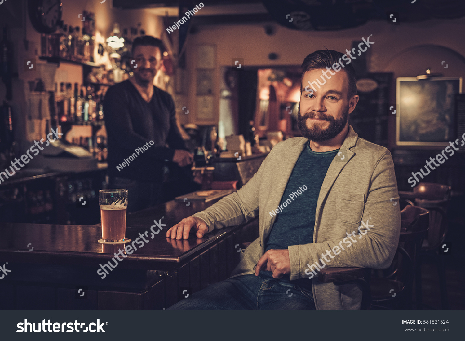 Stylish Man Sitting Alone Bar Counter Stock Photo 581521624 | Shutterstock