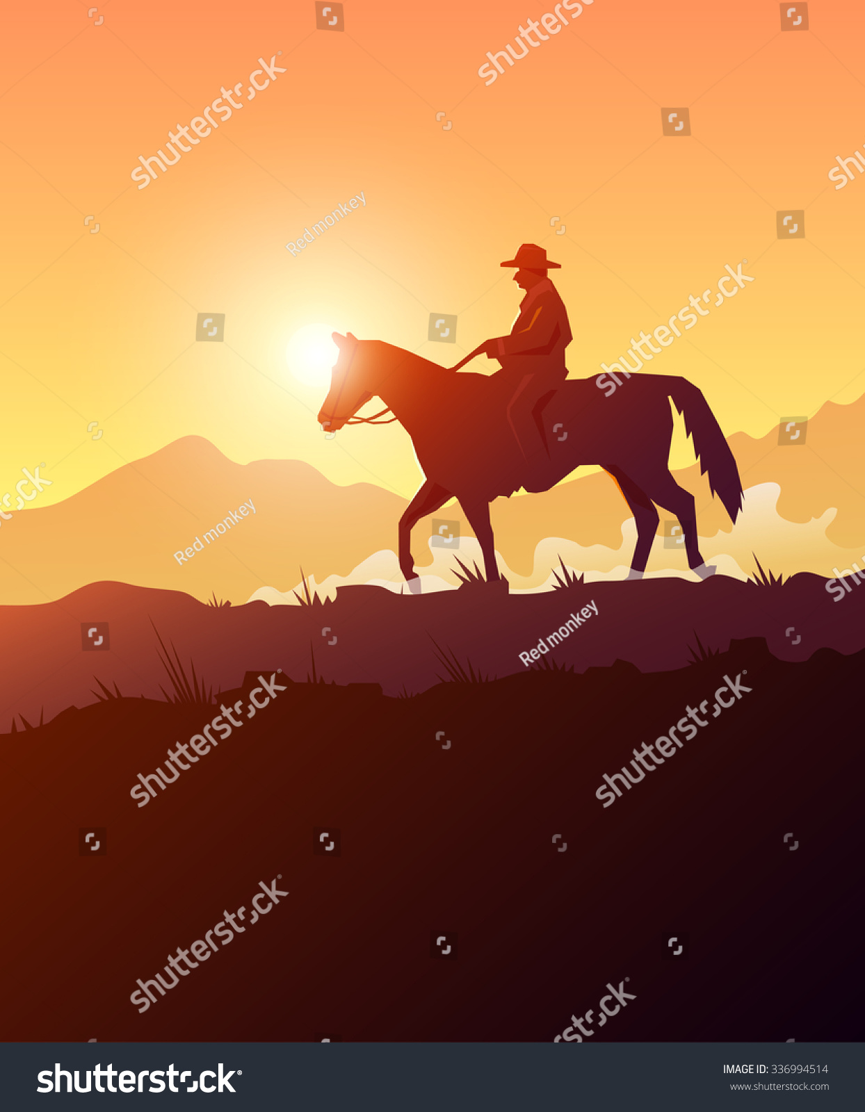 Stylish Poster Wild West , Colonization Of America, Adventure, Horse 