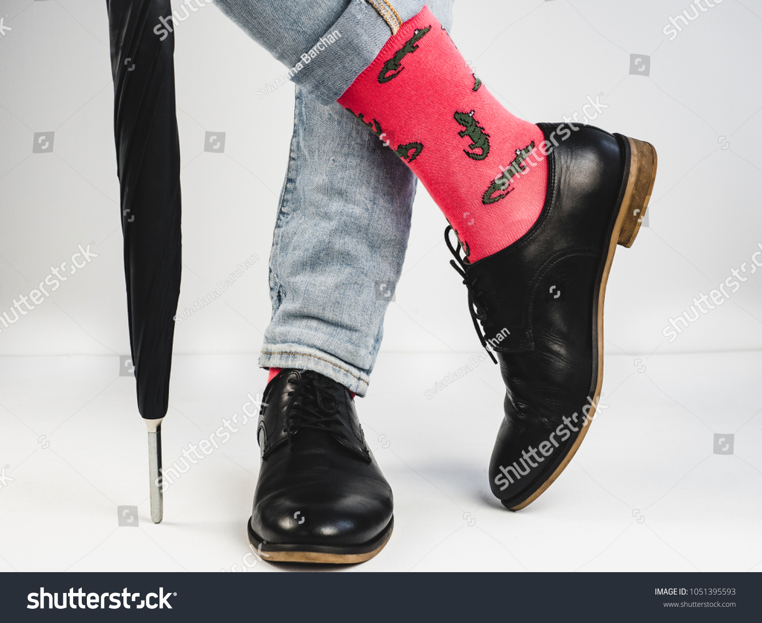 Stylish Vintage Shoes Bright Funny Socks Beauty Fashion Stock Image