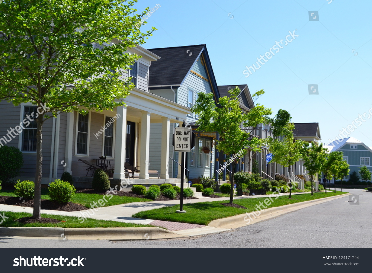 Suburban Neighborhood New England Style American Stock Photo 124171294 ...