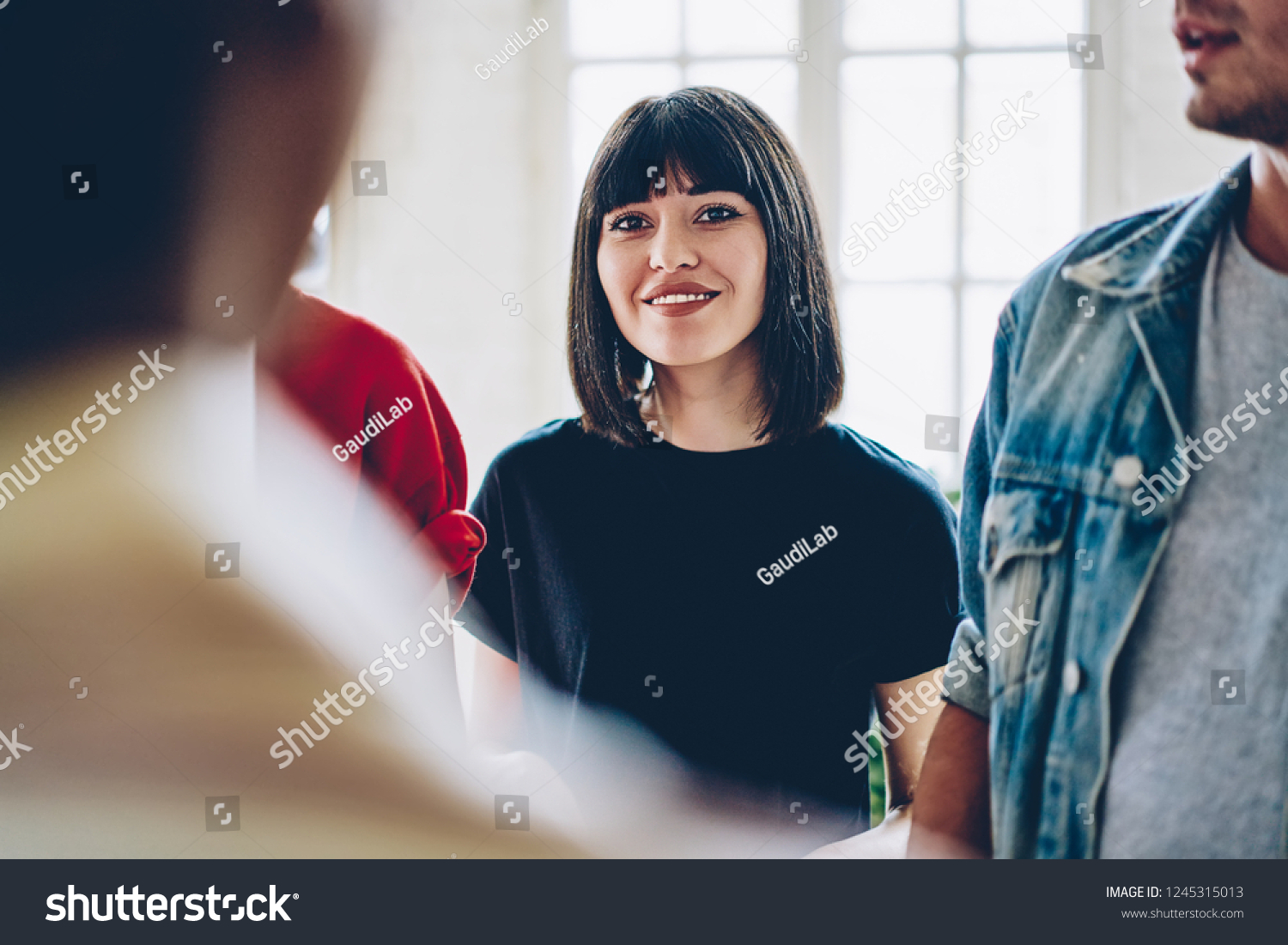 Successful Female Leader Short Haircut Smiling Stock Photo Edit