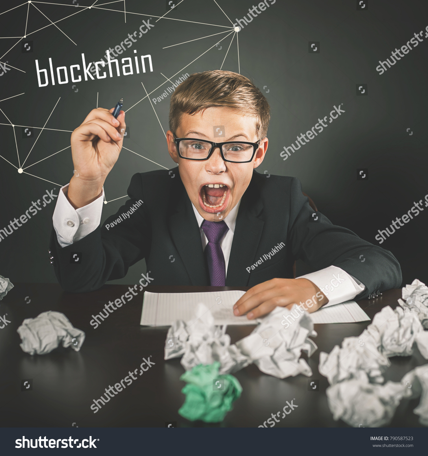 Success!   fully Boy Earning Money Blockchain Technology Stock Photo - 