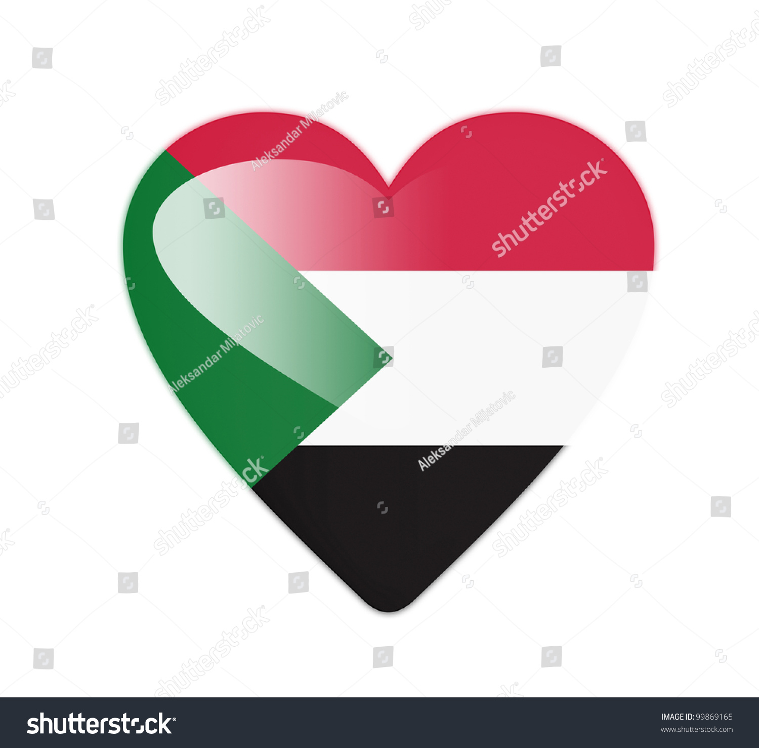 Sudan 3d Heart Shaped Flag Stock Illustration 99869165