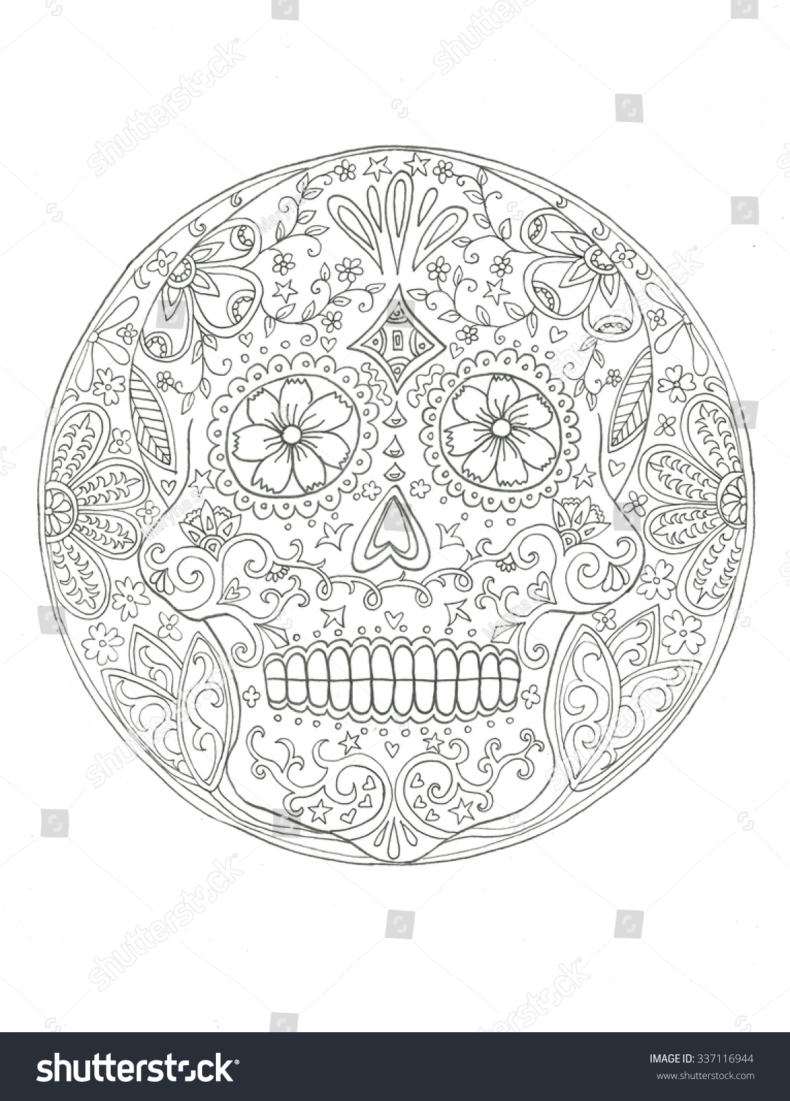 Sugar Skull Coloring Book Stock Illustration 337116944