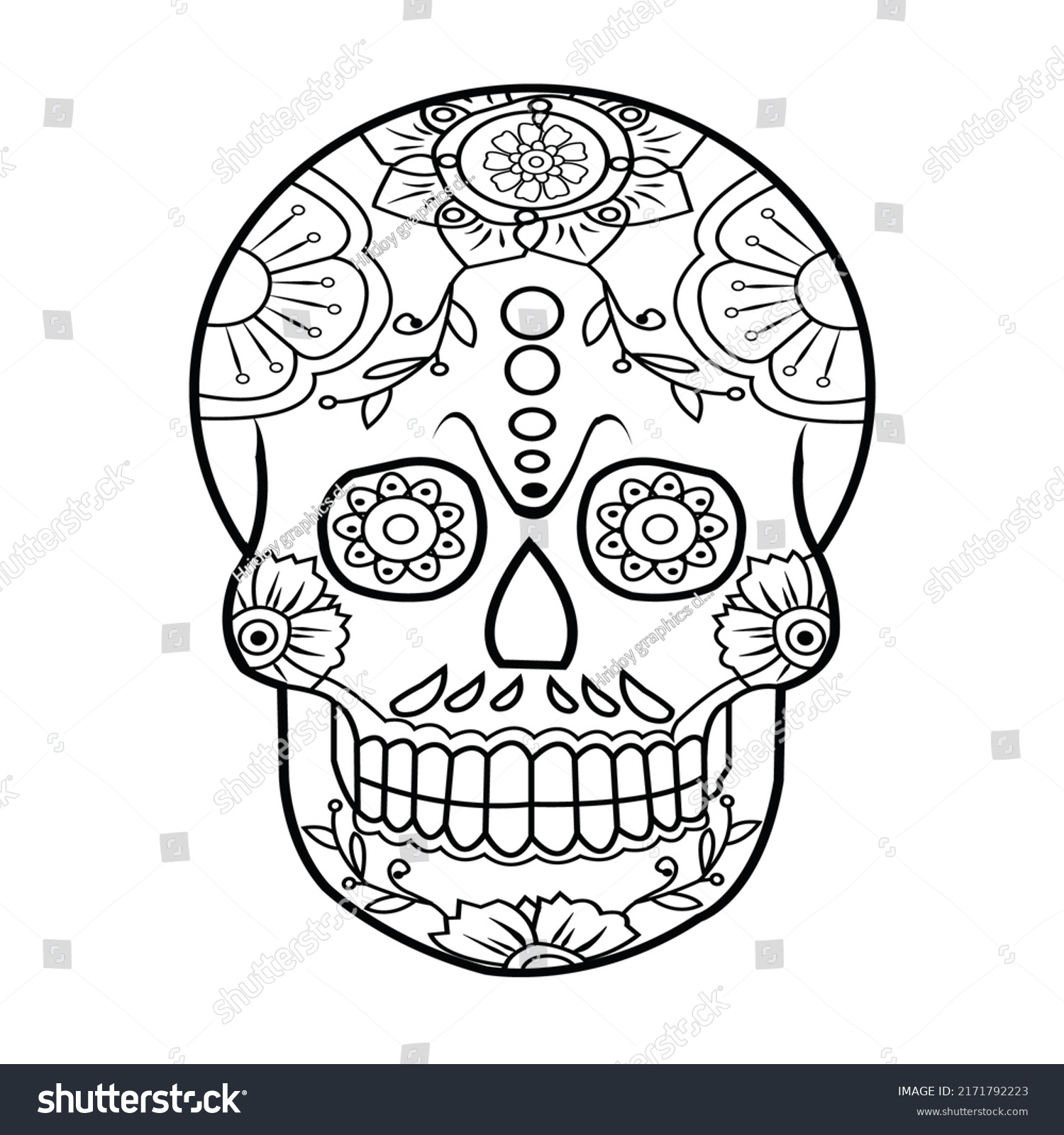 741 Sugar skull coloring page Images, Stock Photos & Vectors | Shutterstock