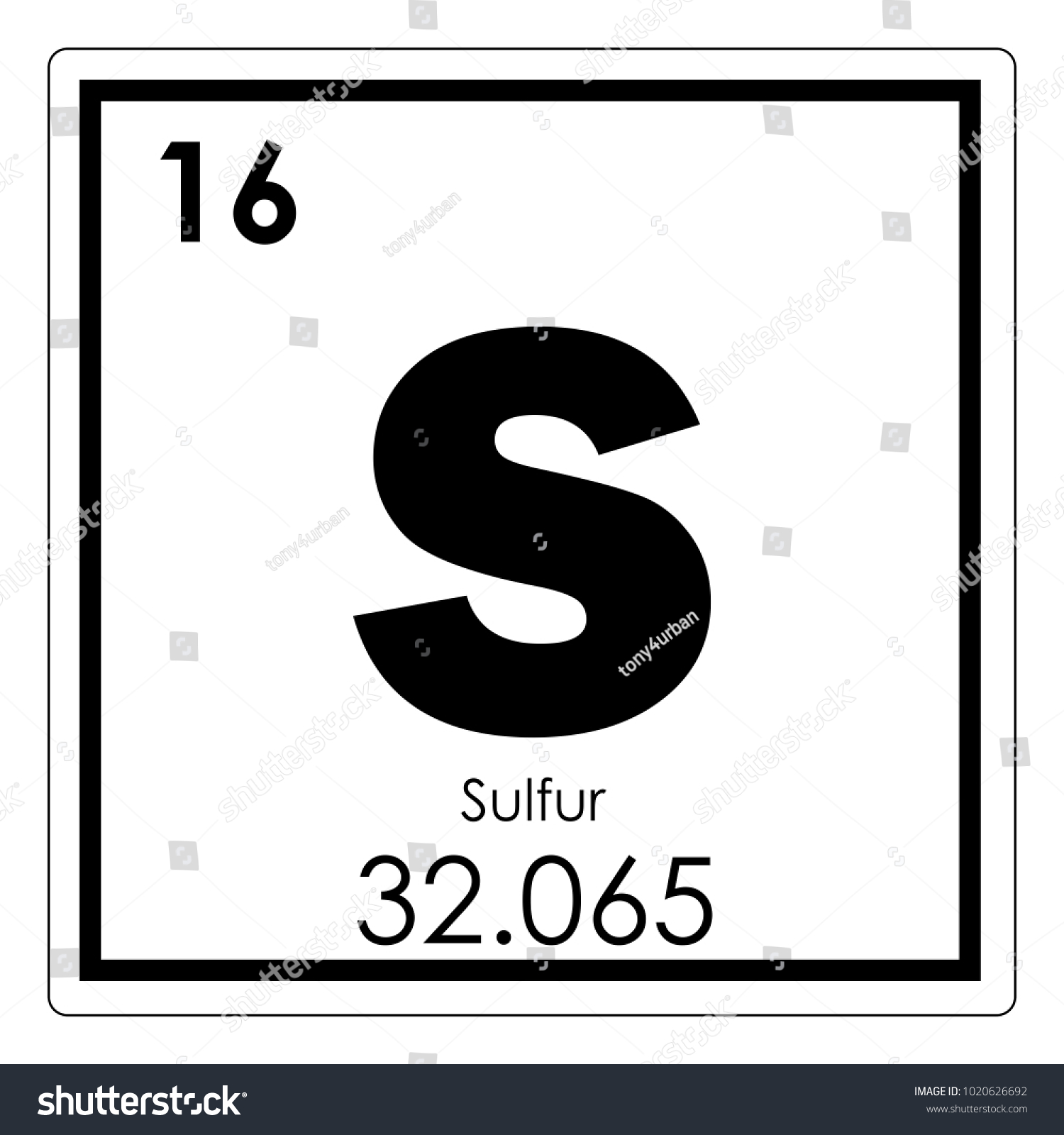 Ilustrasi Stok Sulfur Chemical Element Periodic Table Science 1020626692