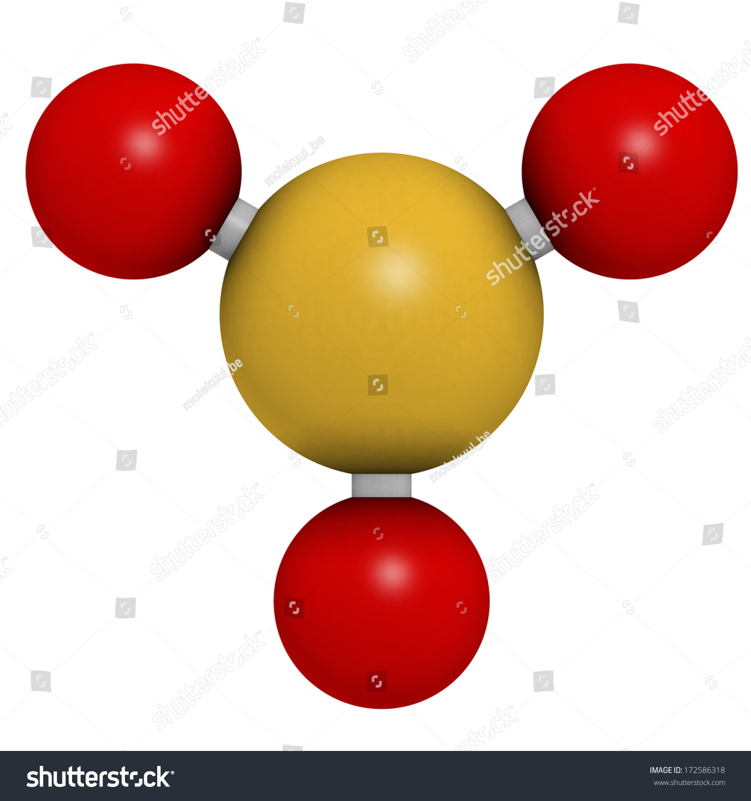 Sulfur Trioxide Pollutant Molecule. Principal Agent In Acid Rain. Atoms ...