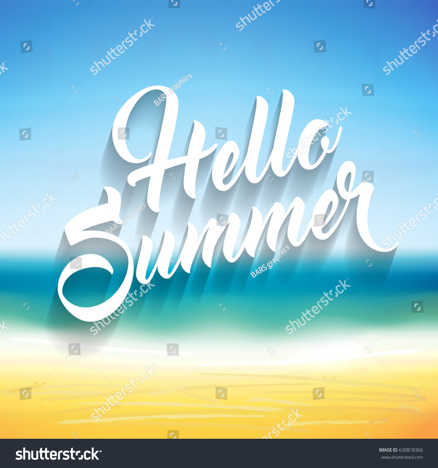 Summer Greeting Text On Summer Beach Stock Illustration 630818366 ...